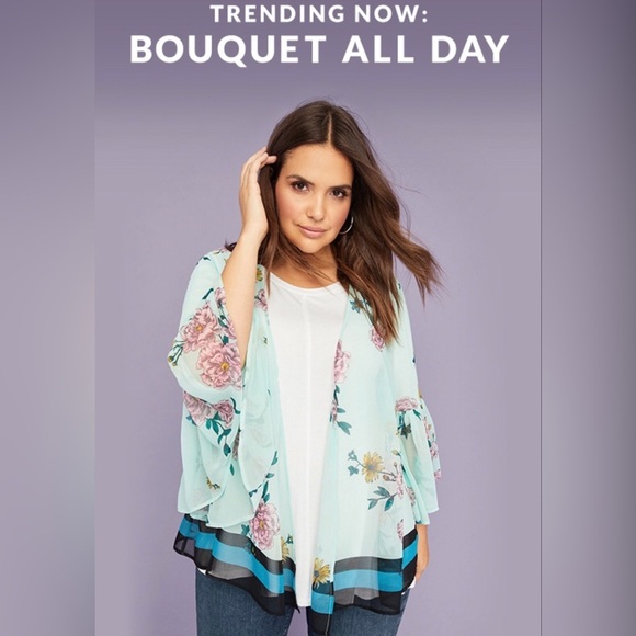 LB Floral Overpiece Ruffle-Sleeve - Picture 1 of 4